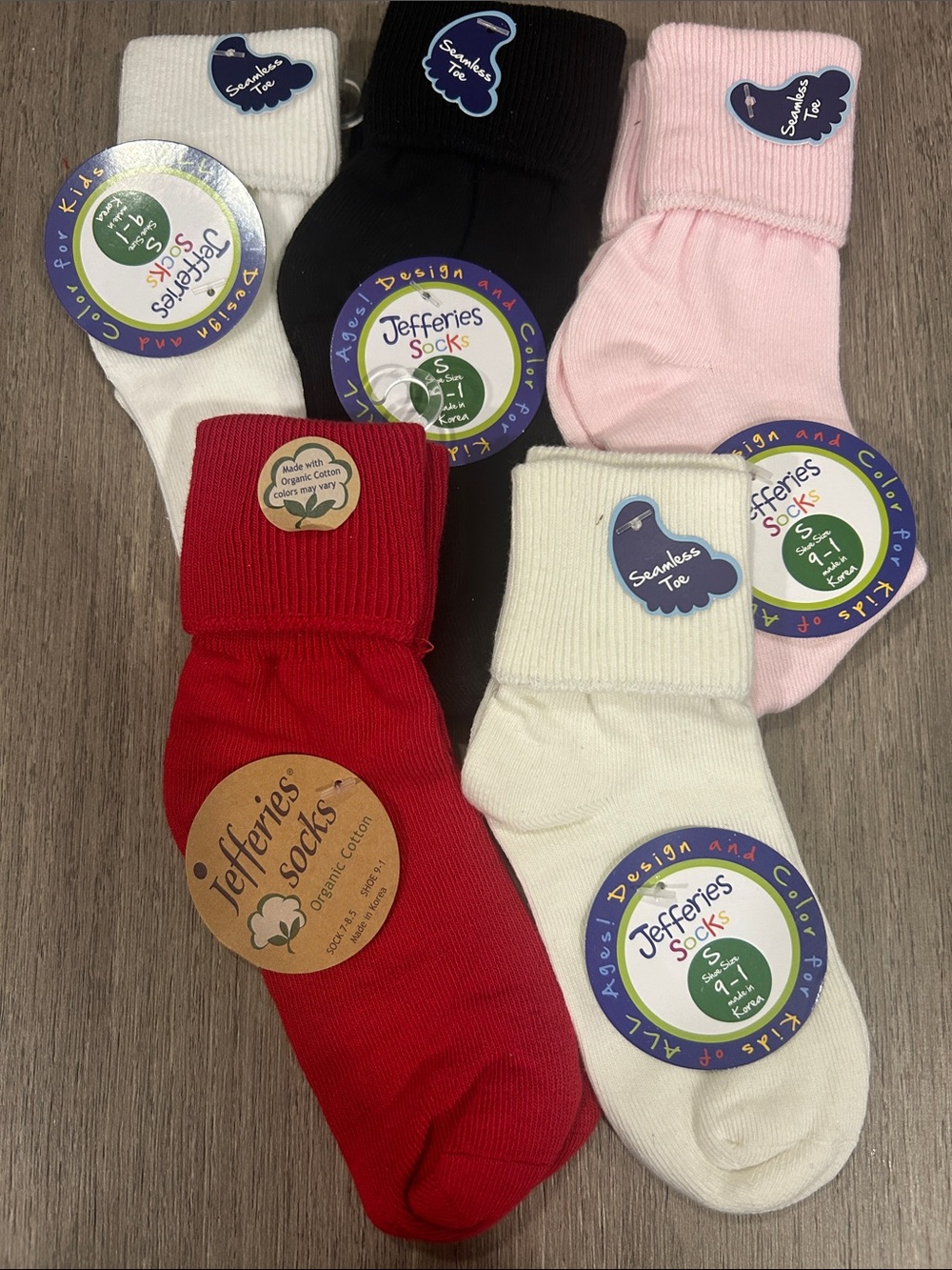 Jefferies Socks Kids Bobby Sock Pack - White, Black, Pink, Red, Cream